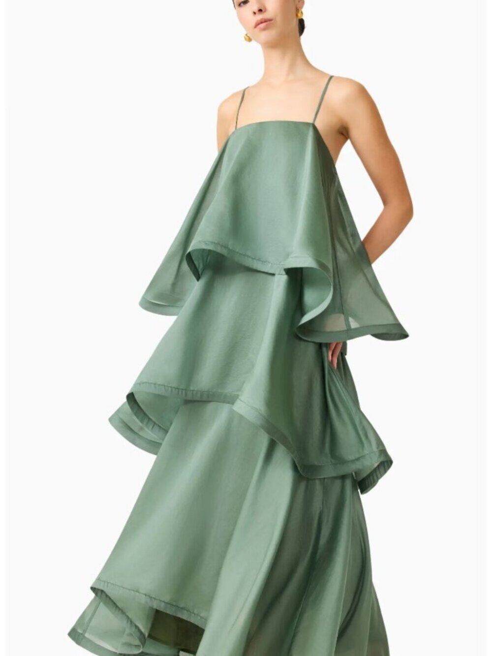 New Elliatt x Revolve Noemi Tilly tiered voile square neck flowy gown maxi dress - Picture 6 of 12
